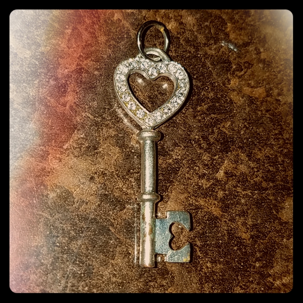 key heart diamond accent charm